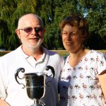 Club finals weekend 2019. Men's champion with cup and proud wife.