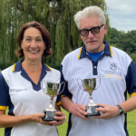 Finals Weekend 2024 - Two Wood Pairs Championship runners up holding their cups
